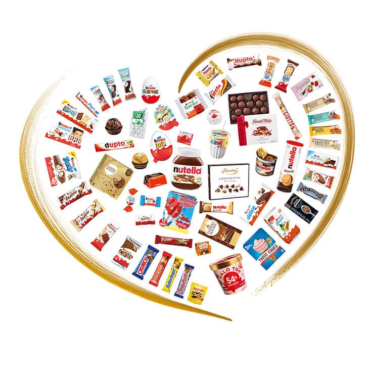 Ferrero brands in heart